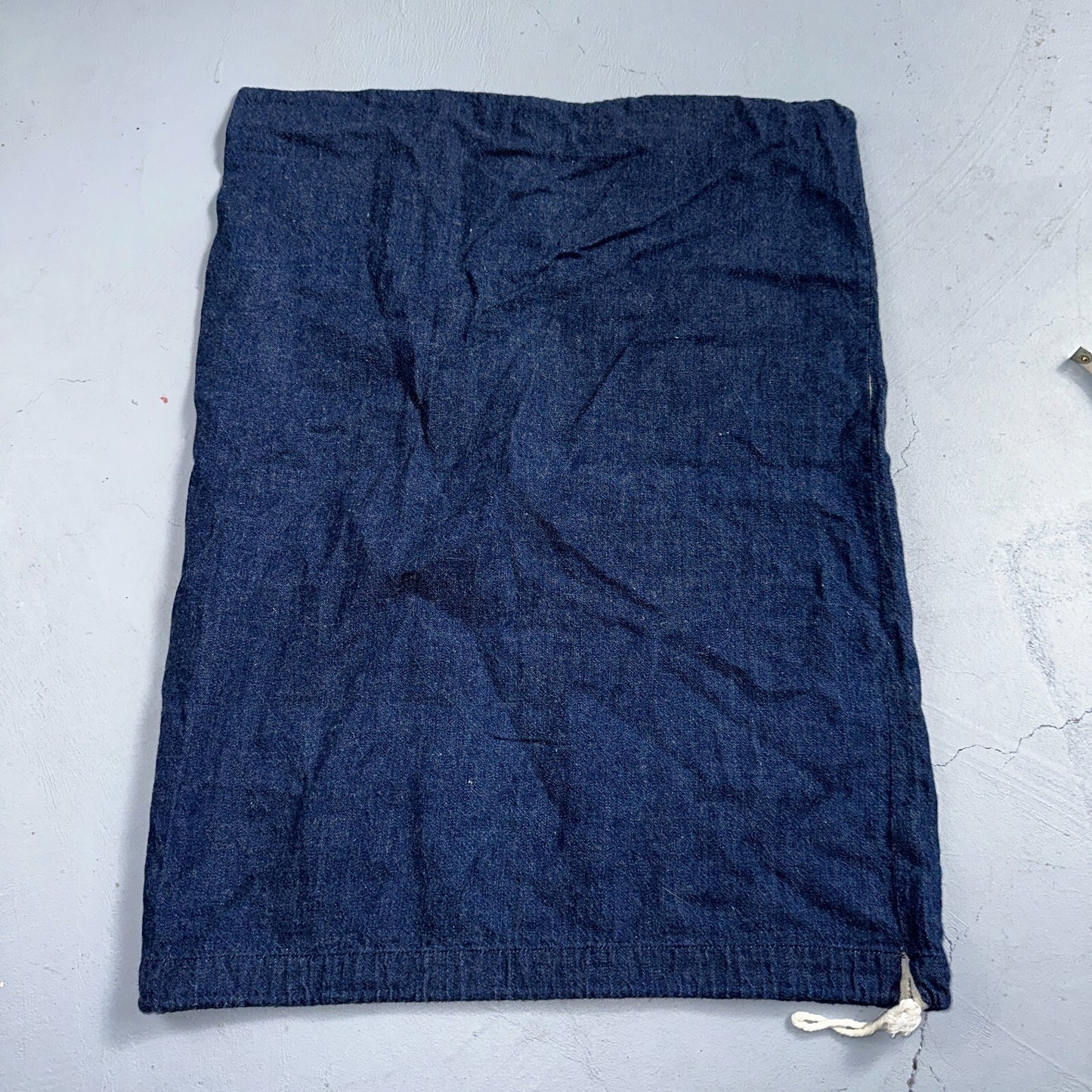 VTG 40s 50s Selvedge Denim Blue Laundry Drawstring Faded Civilian Bag Small