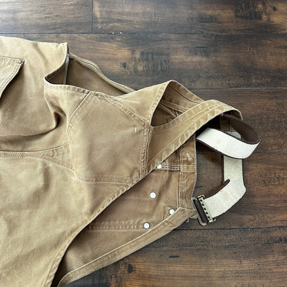 Carhartt DKB Double Knee Duck Unlined Bib Work Tan Brown Overalls 40x27 VTG