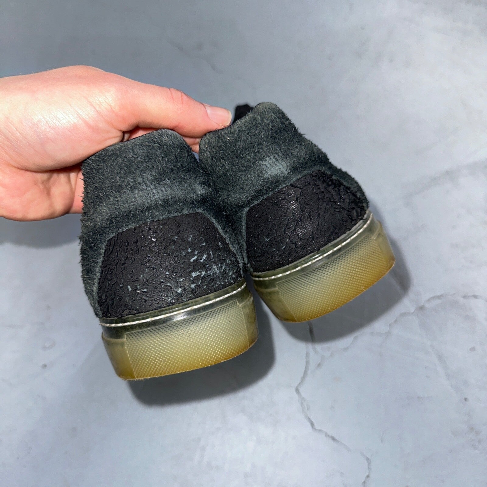 Balenciaga Paris Black Distressed Leather And Suede Sneaker Trainer Mens Size 42