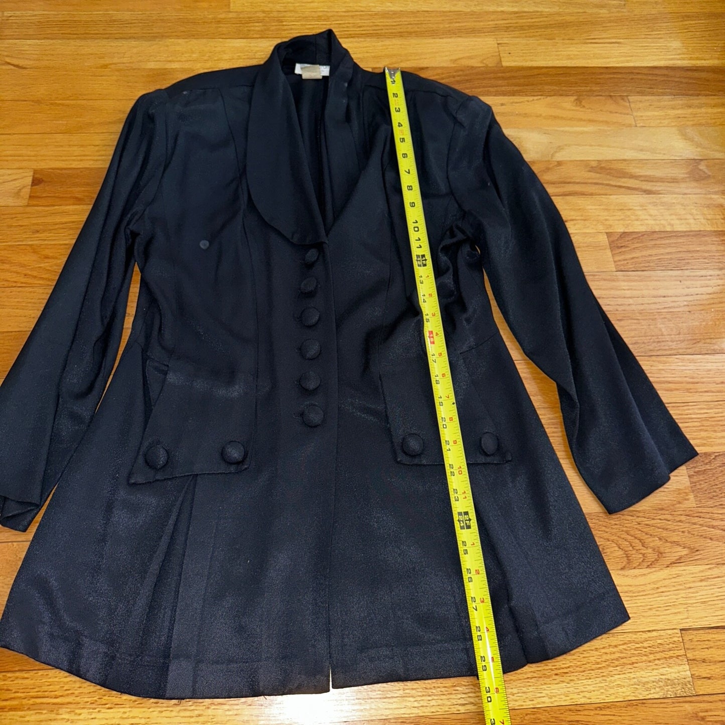 Lew Magram Blazer Jacket Womens Size 12 Black Pleated Work Office Button Up VTG