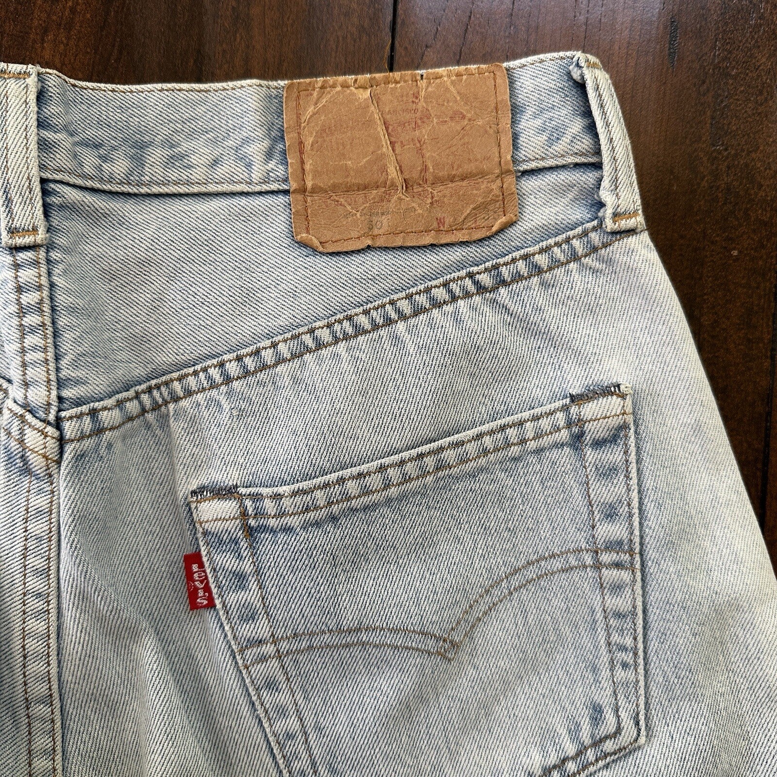 Levis Vintage 80s Redline Selvedge USA 501 XX Jeans Light Wash 34x36 Act 32x31