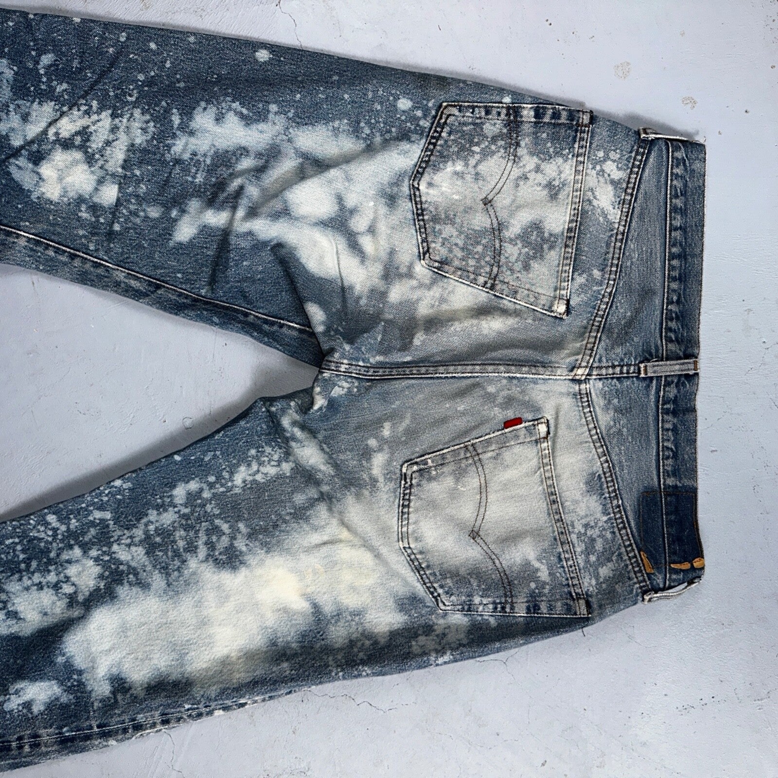 Levis 501 Vintage 80s Redline Selvedge USA XX Jeans Light Wash Stained Act 34x33
