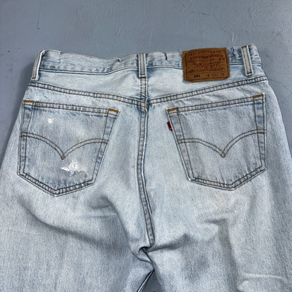 Levis 501 Vintage 90s USA XX Straight Leg Jeans Blue Light Wash 33x34 Act 31x32