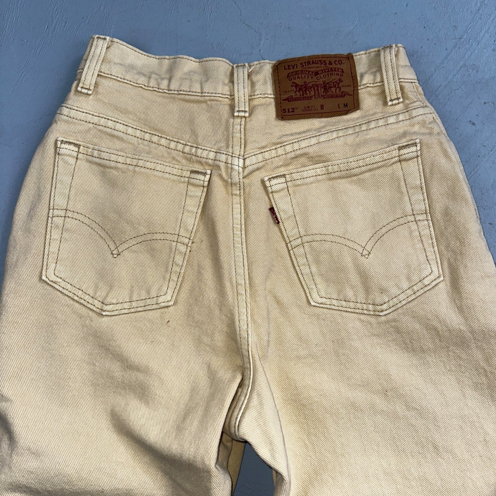 Levis 512 Vintage 90s USA Women Jeans Cream Slim Tapered Leg 7 M 501 Act 25x26