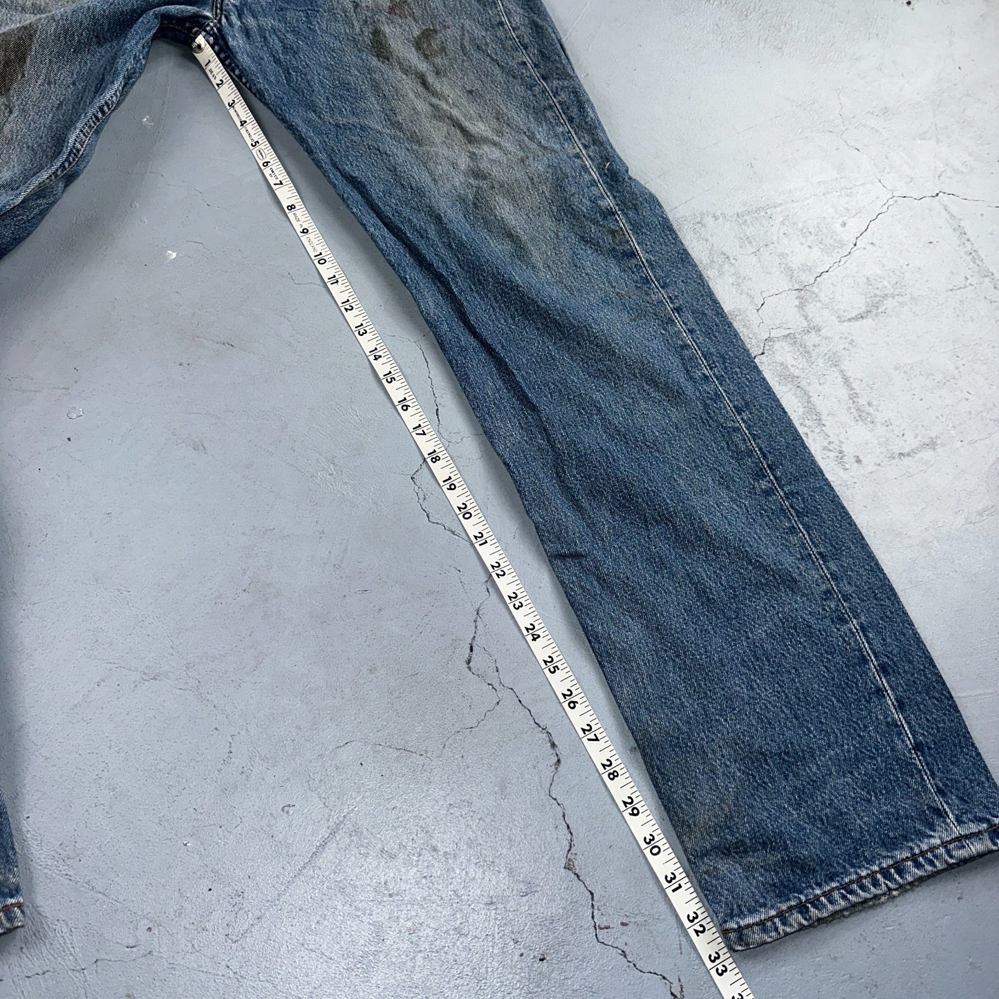 Levis 501 Vintage 90s Poland Straight Leg Jeans Blue Med Wash 34x34 Act 32x33