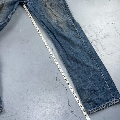 Levis 501 Vintage 90s Poland Straight Leg Jeans Blue Med Wash 34x34 Act 32x33