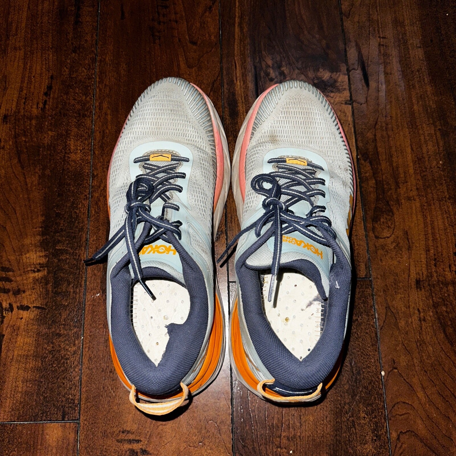 Hoka One One Bondi 10.5 Womens Cushioned Running Shoes Blue Haze Orange