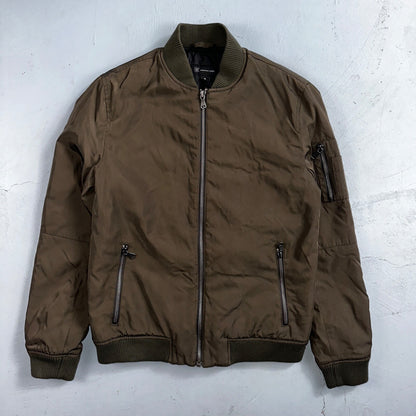 INC International Concepts Brown Bomber Jacket Mens S Full Zip Metallic