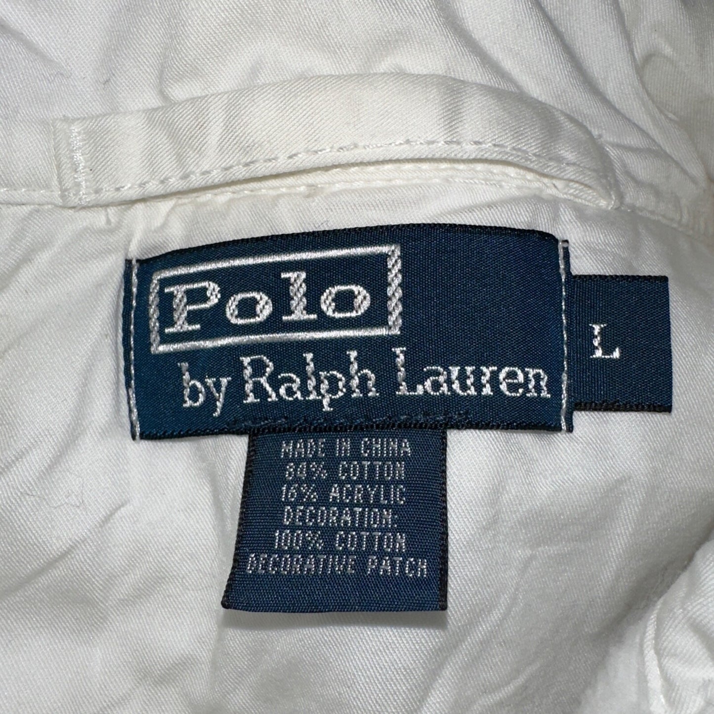 Polo Ralph Lauren VTG 90s Men's L White Blue RL Logo Jacket Coat Yacht Hooded