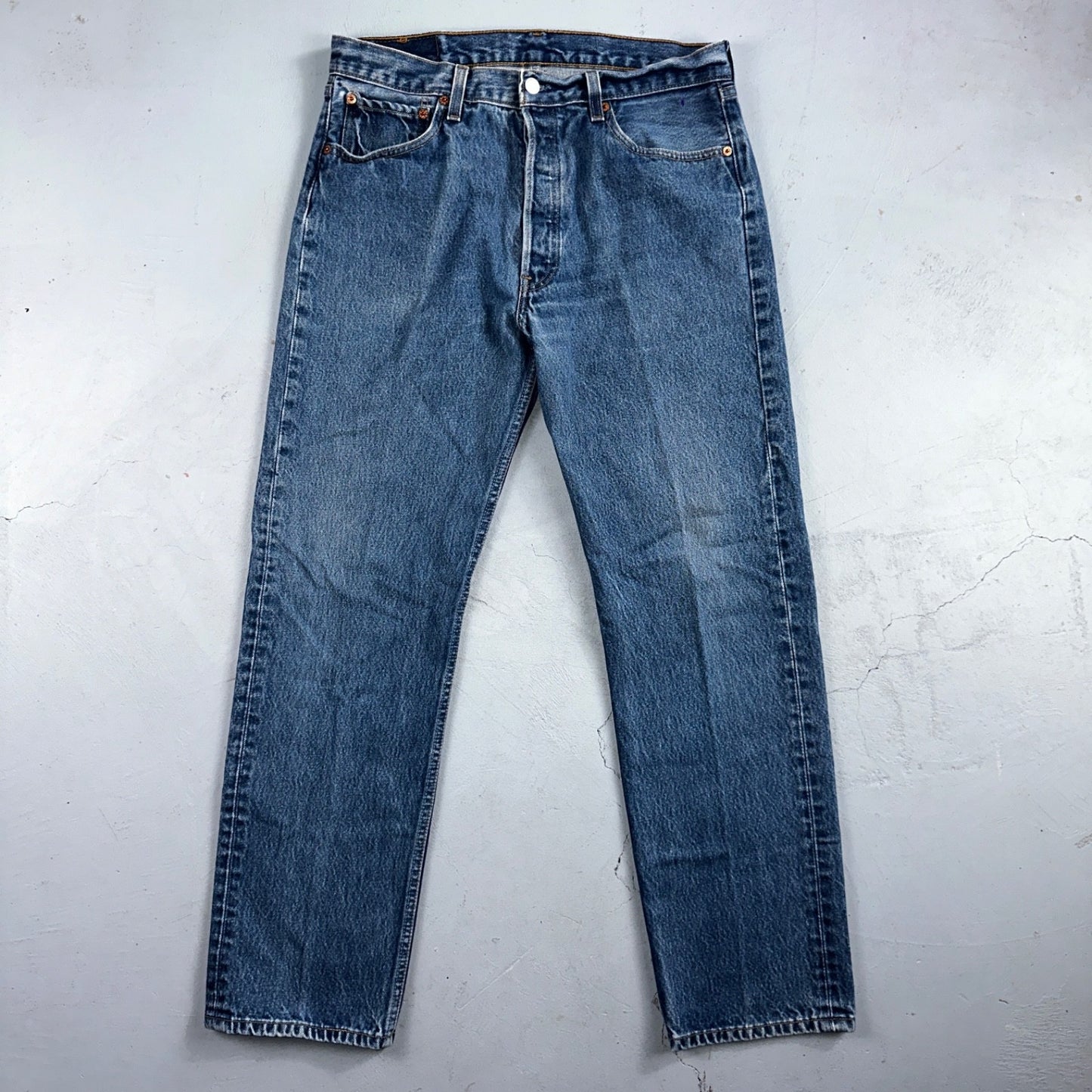 Levis 501 Vintage 90s USA XX Straight Leg Jeans Blue Med Wash 35x34 Act 33x30