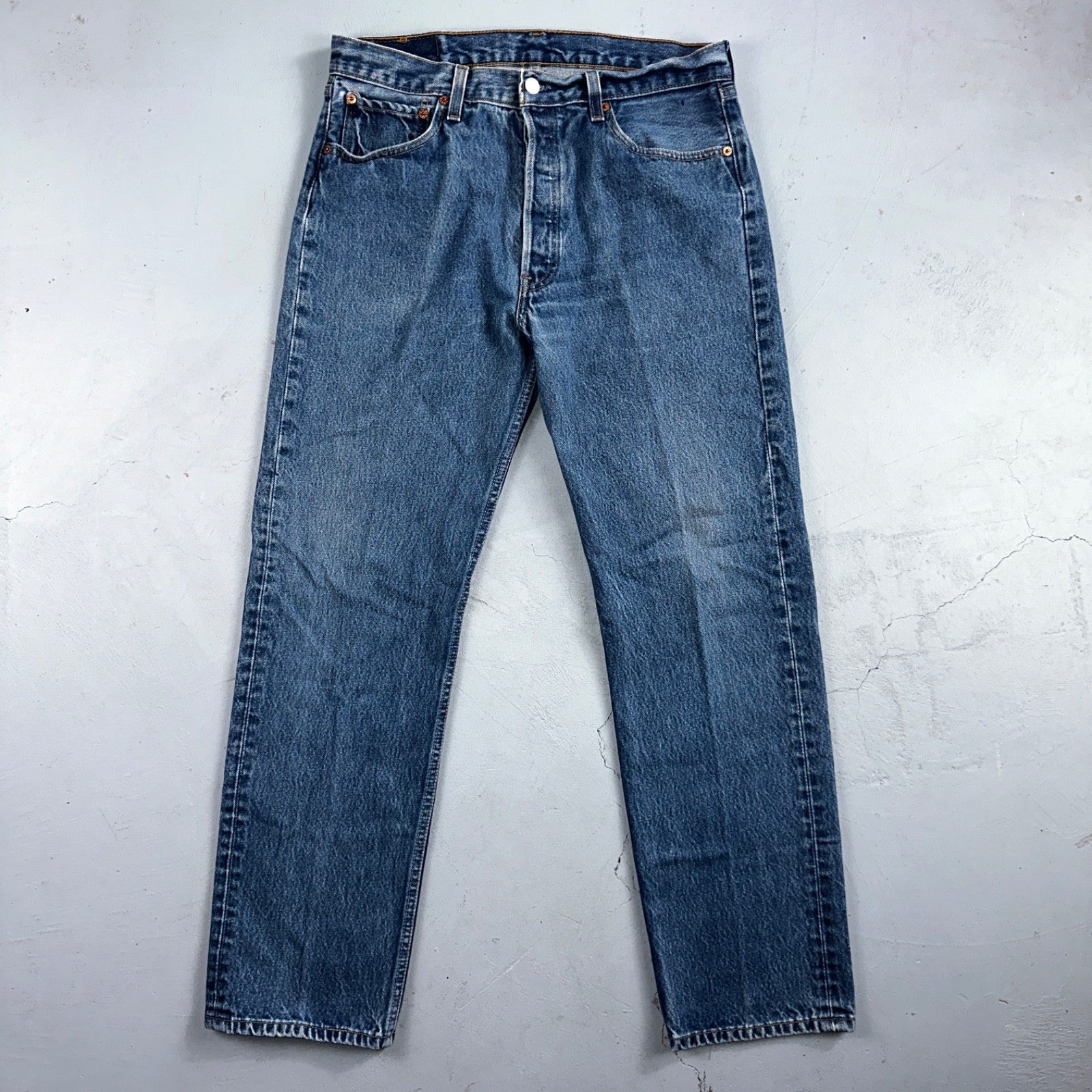 Levis 501 Vintage 90s USA XX Straight Leg Jeans Blue Med Wash 35x34 Act 33x30