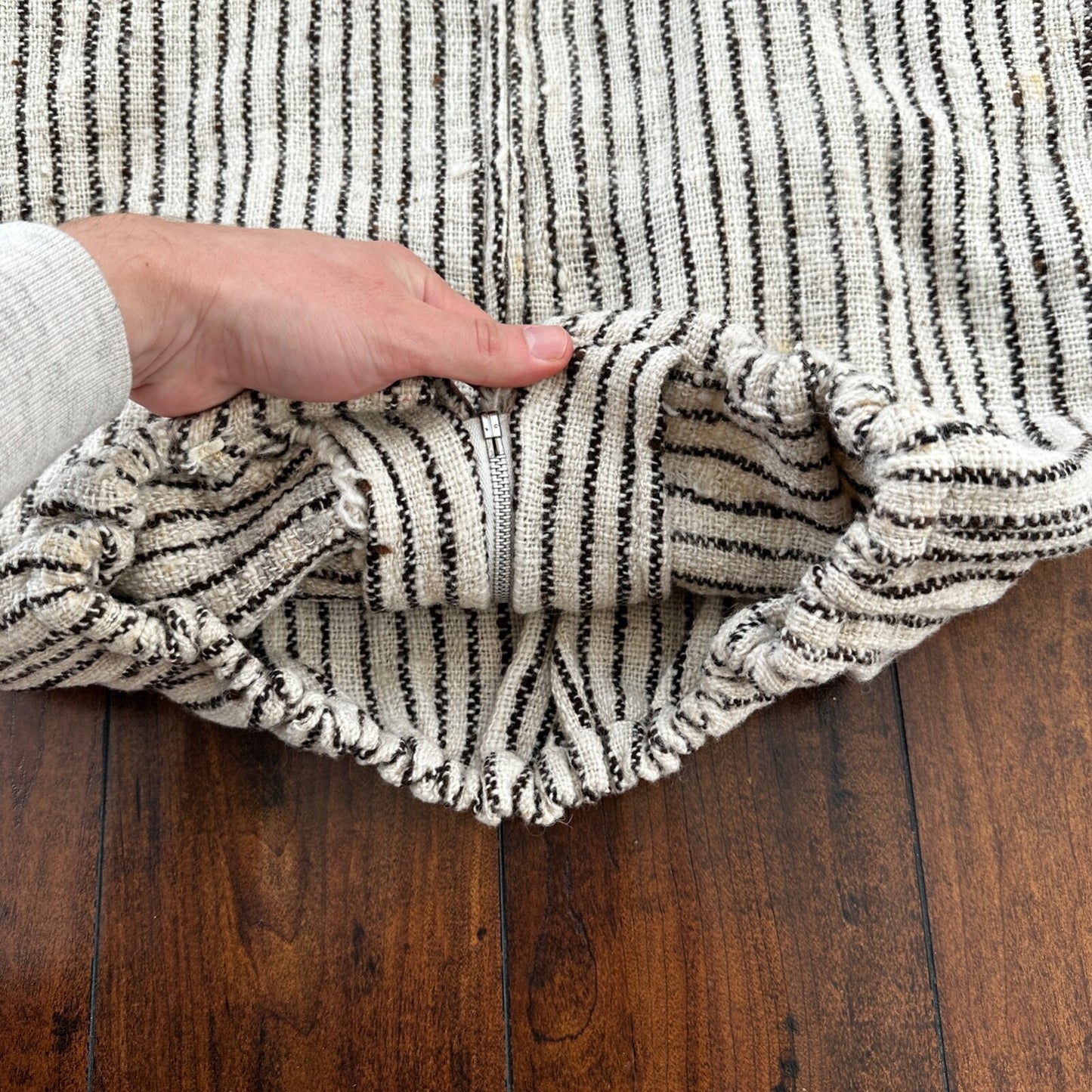 VTG 60s Sweatshirt Womens Zebra Stripe Full Zip Long Sleeve Wool 1960s Rare