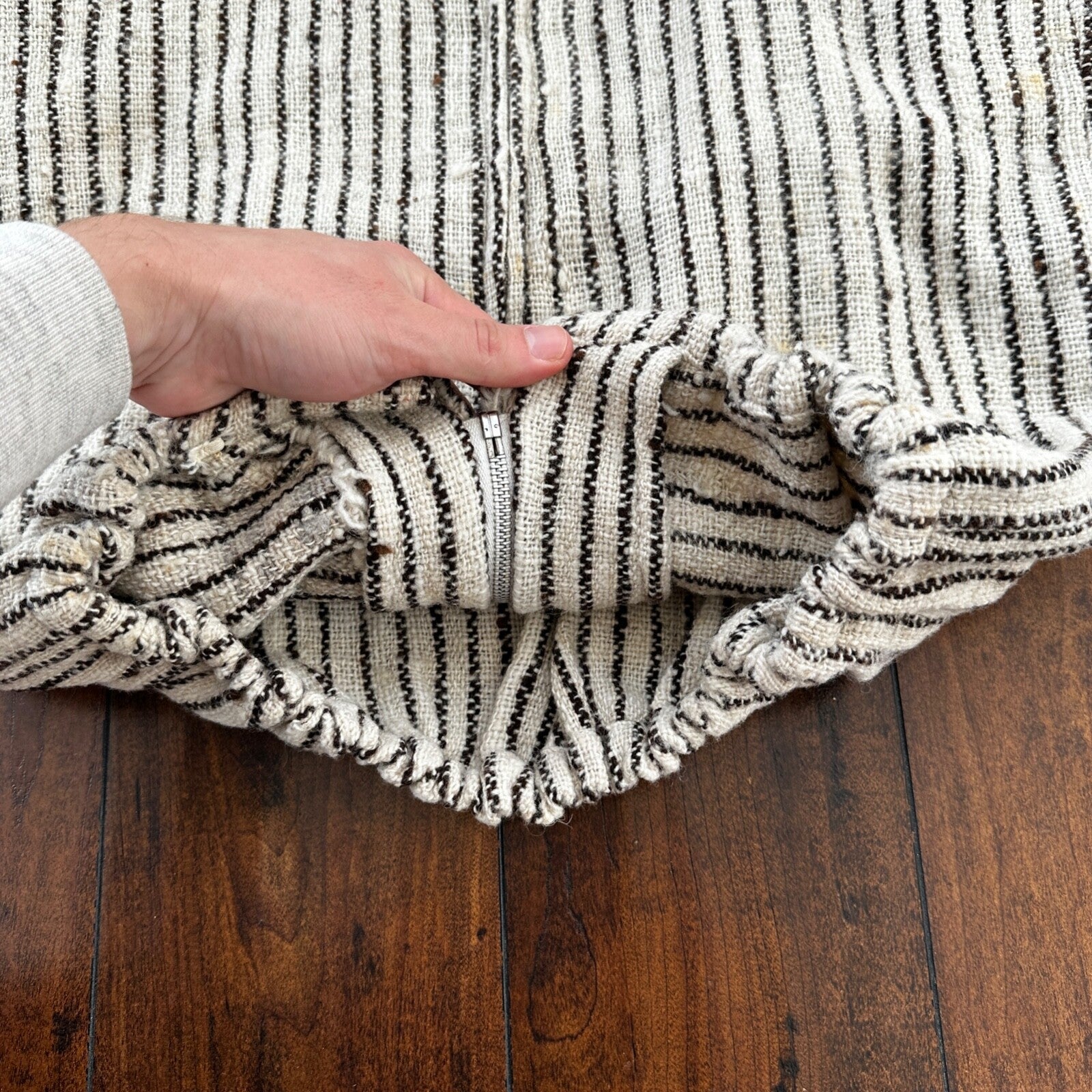 VTG 60s Sweatshirt Womens Zebra Stripe Full Zip Long Sleeve Wool 1960s Rare