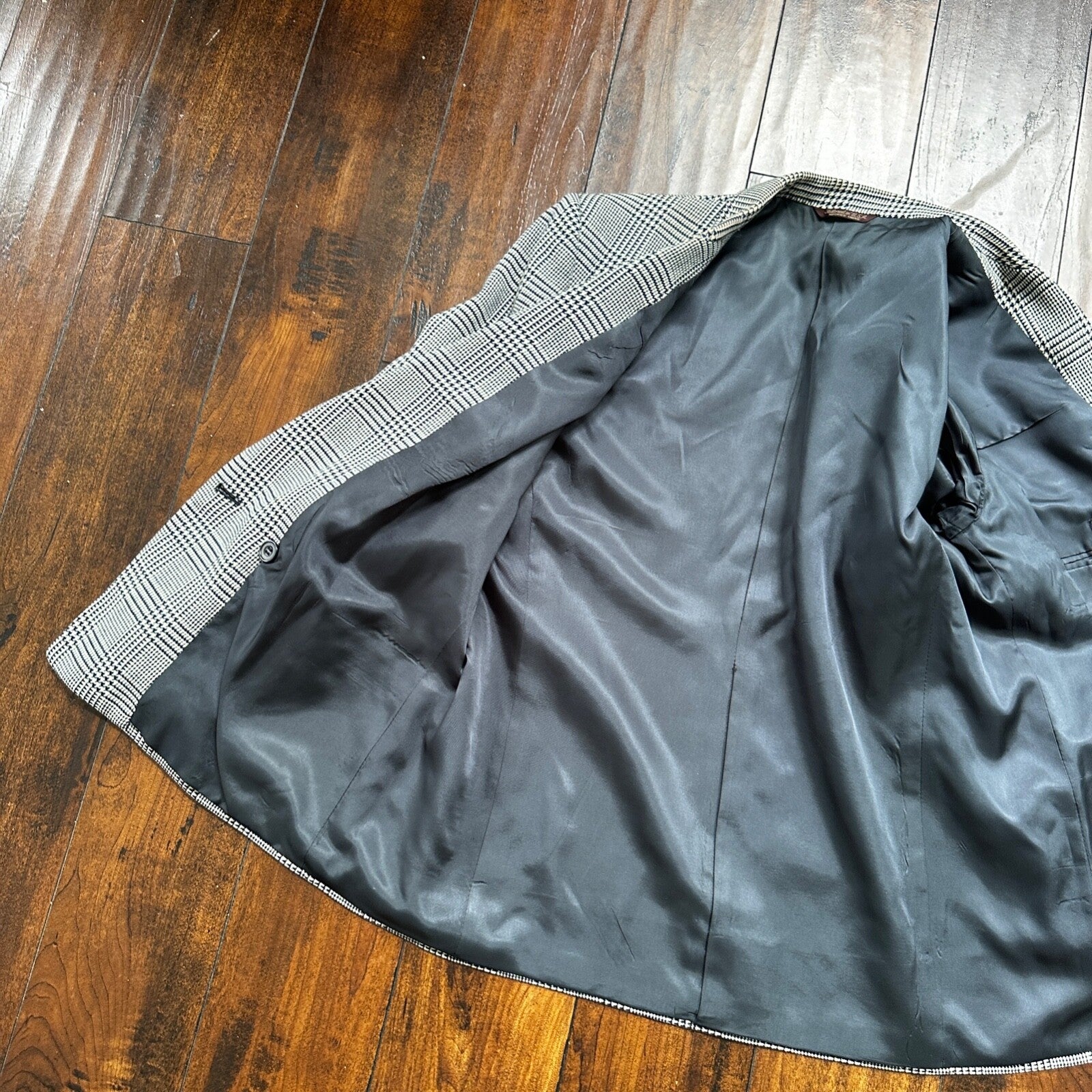 Vintage Cricketeer Womens Nordstrom Double Breasted Blazer Pure Wool 80s Plaid