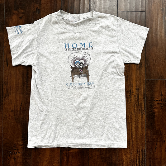 Oregon Trail West Wagons Vintage T Shirt Single Stitch State USA Cool Gray