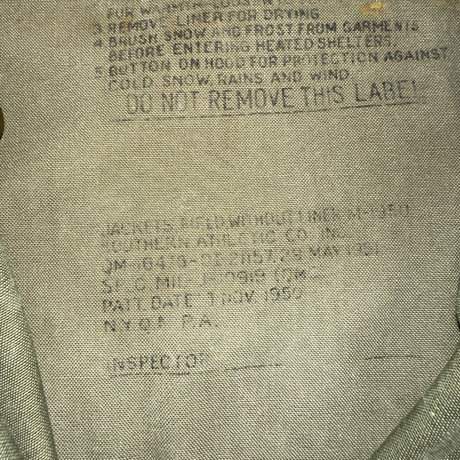 Field Jacket Post WWII Korean War M1950 Coat 1950s 50s OG107 M65