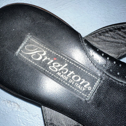 Brighton Womens Black Thong Sandals Size 8 Cute Y2K Made in Italy