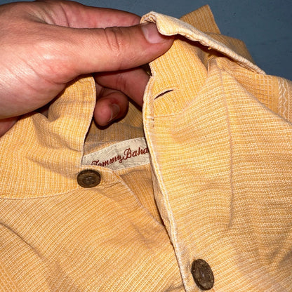 Tommy Bahama Mens Camp Hawaiian Shirt L Silk Orange Aloha Floral Summer