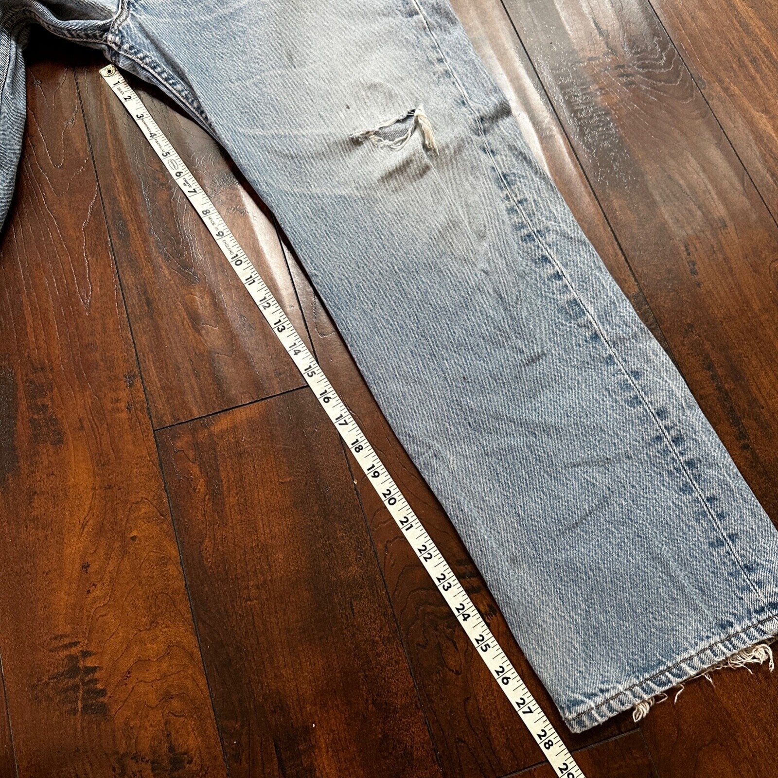 VTG 90s Levis 501 Button Fly 38x33 USA Tag Jeans Straight Wash Blue XX Act 34x28