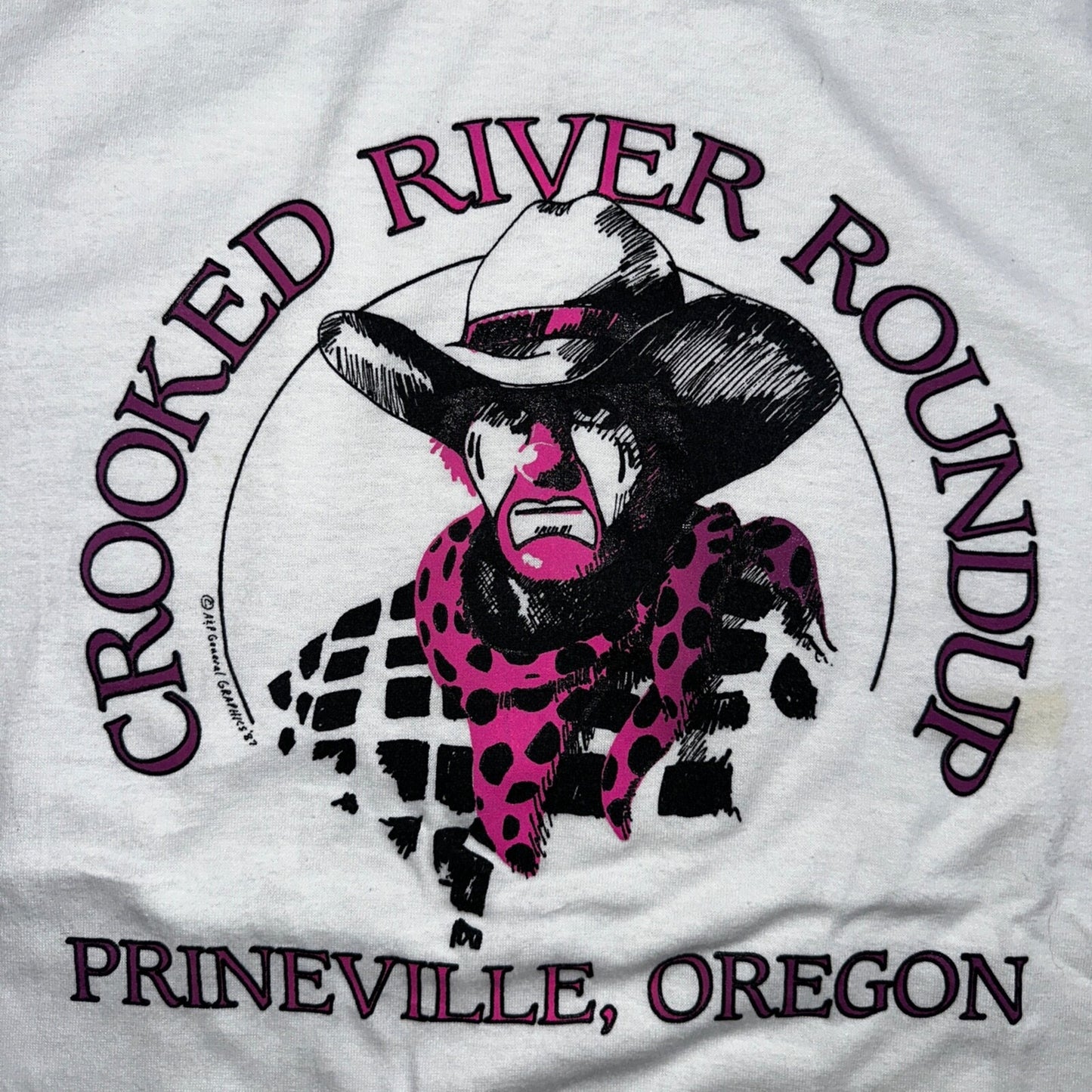Prineville Cowboy Oregon VTG T Shirt River Graphic Single Stitch White XL 90s