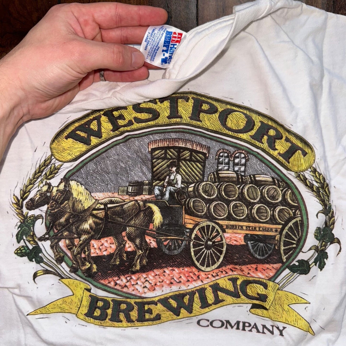 Westport Brewing Company Hanes XL Beefy Vintage T Shirt Single Stitch PDX