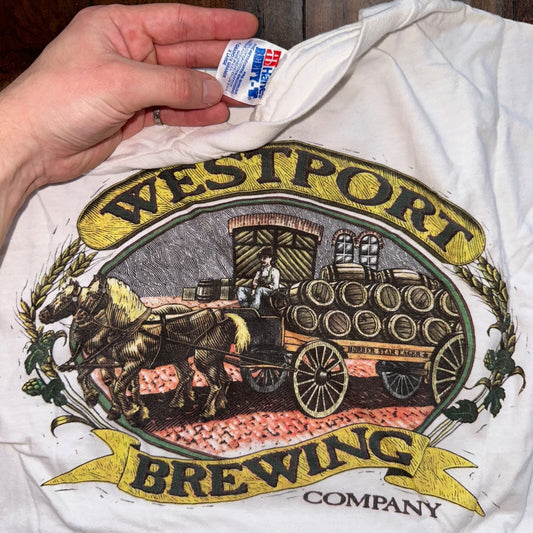 Westport Brewing Company Hanes XL Beefy Vintage T Shirt Single Stitch PDX