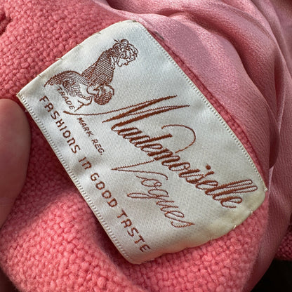 VTG 70s Overcoat Coat Pink Wool Union Made Pom Pom Northfield Rockabilly 1970s