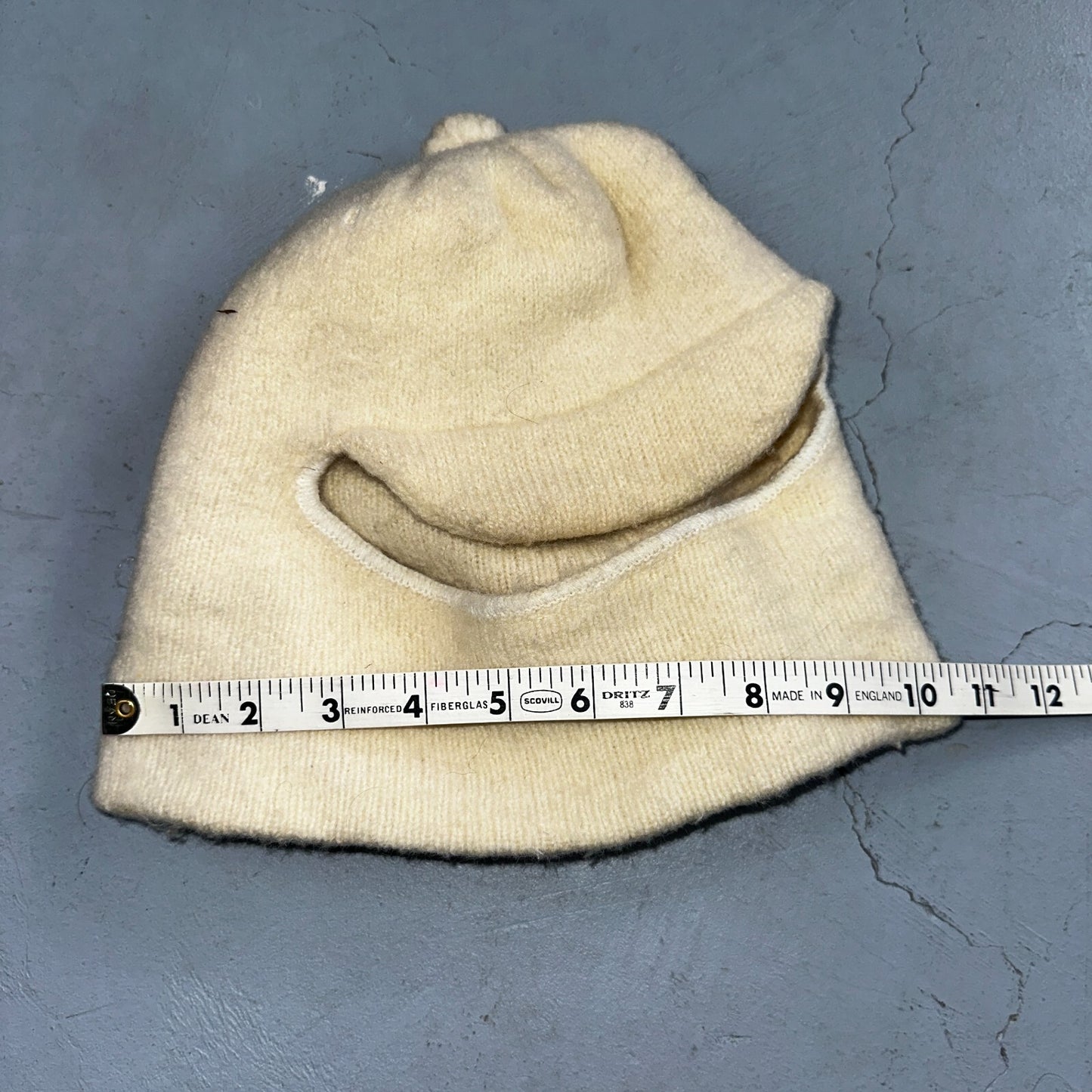 Vintage Ski Mask Small White Cream Balaclava 40s 50s Post WWII Rare Hat Wool