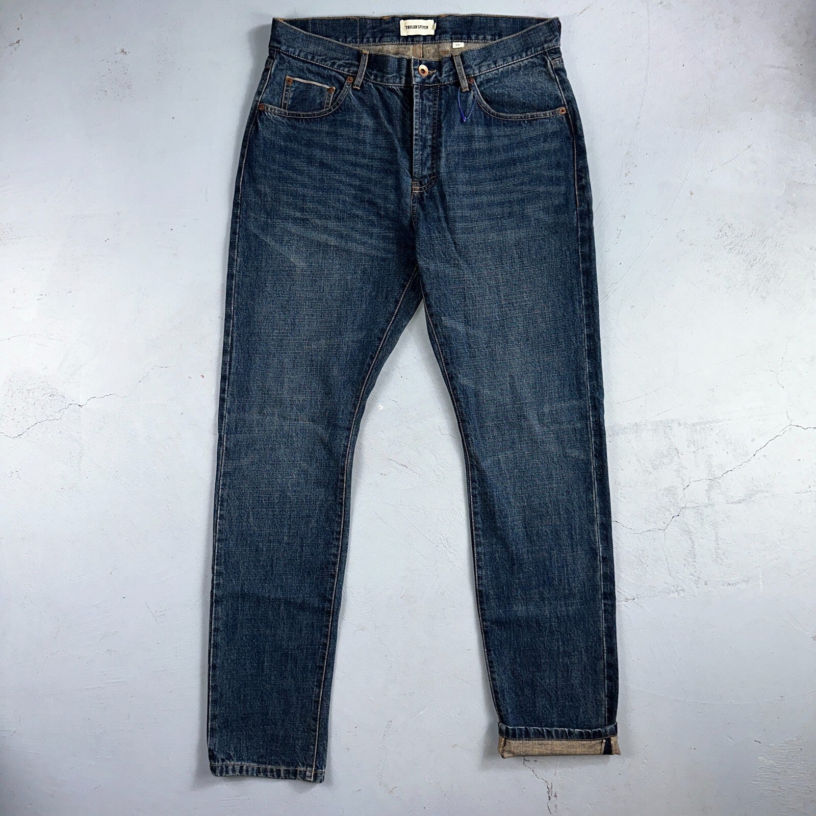 Taylor Stitch The Slim Jean Selvedge Red Line Blue Denim Mens 33 Cotton 33x33