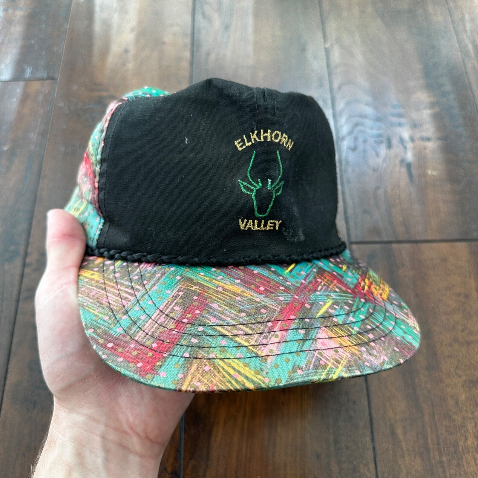 Elkorn Valley Disco Print Vintage Hat Cap Snapback 80s 90s USA Oregon Travel Rap