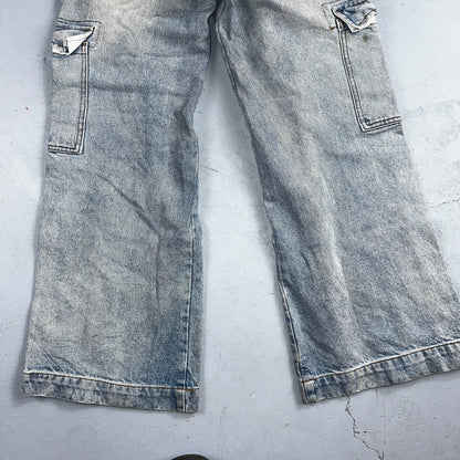 J Galt Jeans Womens Wide Leg Blue Cargo Denim Cotton Light Wash 27x30 Small