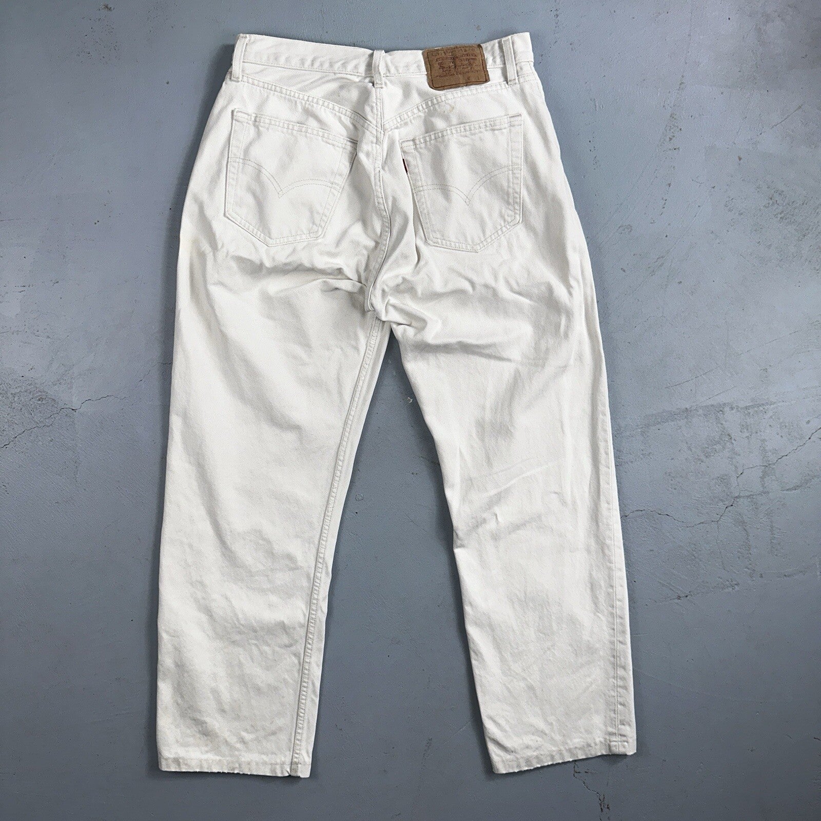 Levis 501 Vintage 90s XX Straight Jeans White Bleached 36x36 Act 30x28 Altered