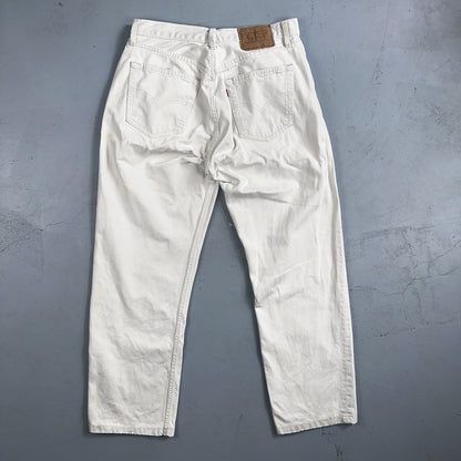 Levis 501 Vintage 90s XX Straight Jeans White Bleached 36x36 Act 30x28 Altered