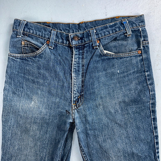 Levis 517 Vintage 80s USA Orange Tab Bootcut Flare Blue Worn Jeans Act 32x26