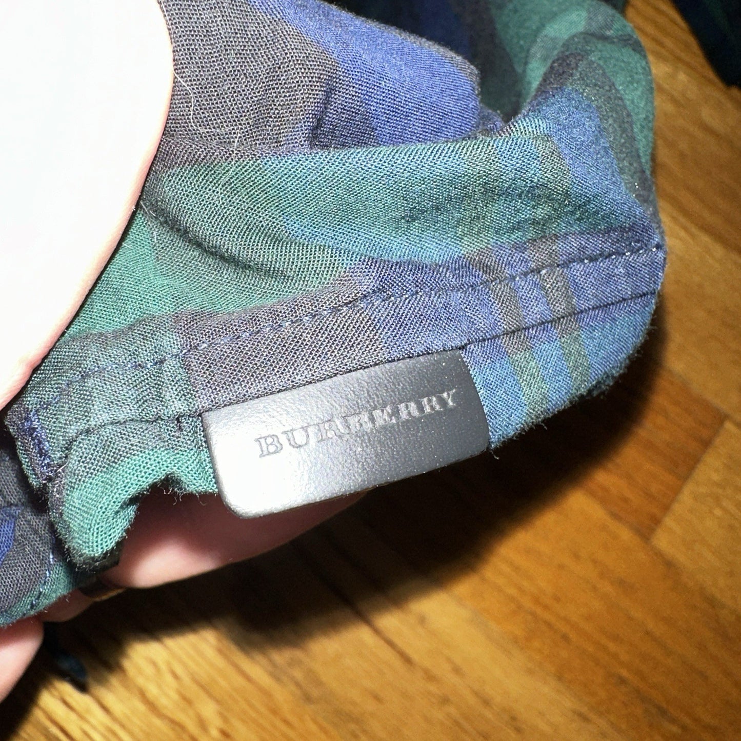 Burberry Men’sGreen Plaid Shirt Size S Button Up Long Sleeve Lightweight Cotton