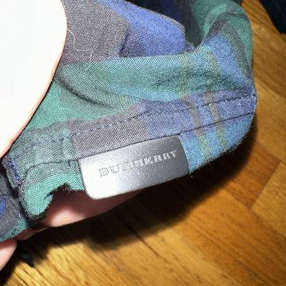 Burberry Men’sGreen Plaid Shirt Size S Button Up Long Sleeve Lightweight Cotton