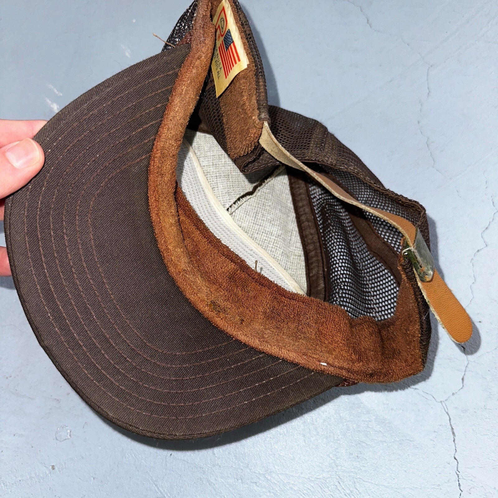 Vintage Tyson USA Made Patch Trucker Hat Strap Back Adjustable Mesh Mike Brown