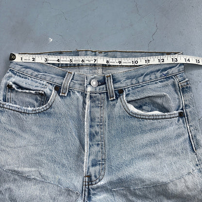 Levis 501 Vintage 80s USA XX Straight Leg Jeans Blue Light Wash Thrash Act 27x28