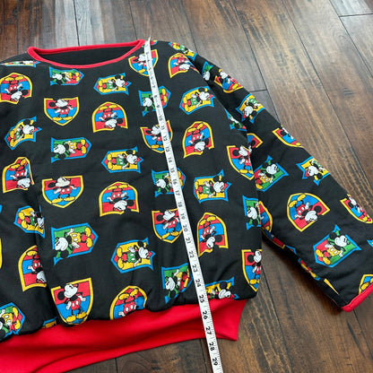 VTG 90s Disney Mickey Mouse Reversible Sweater Donn Kenny Rare World Comic Rap