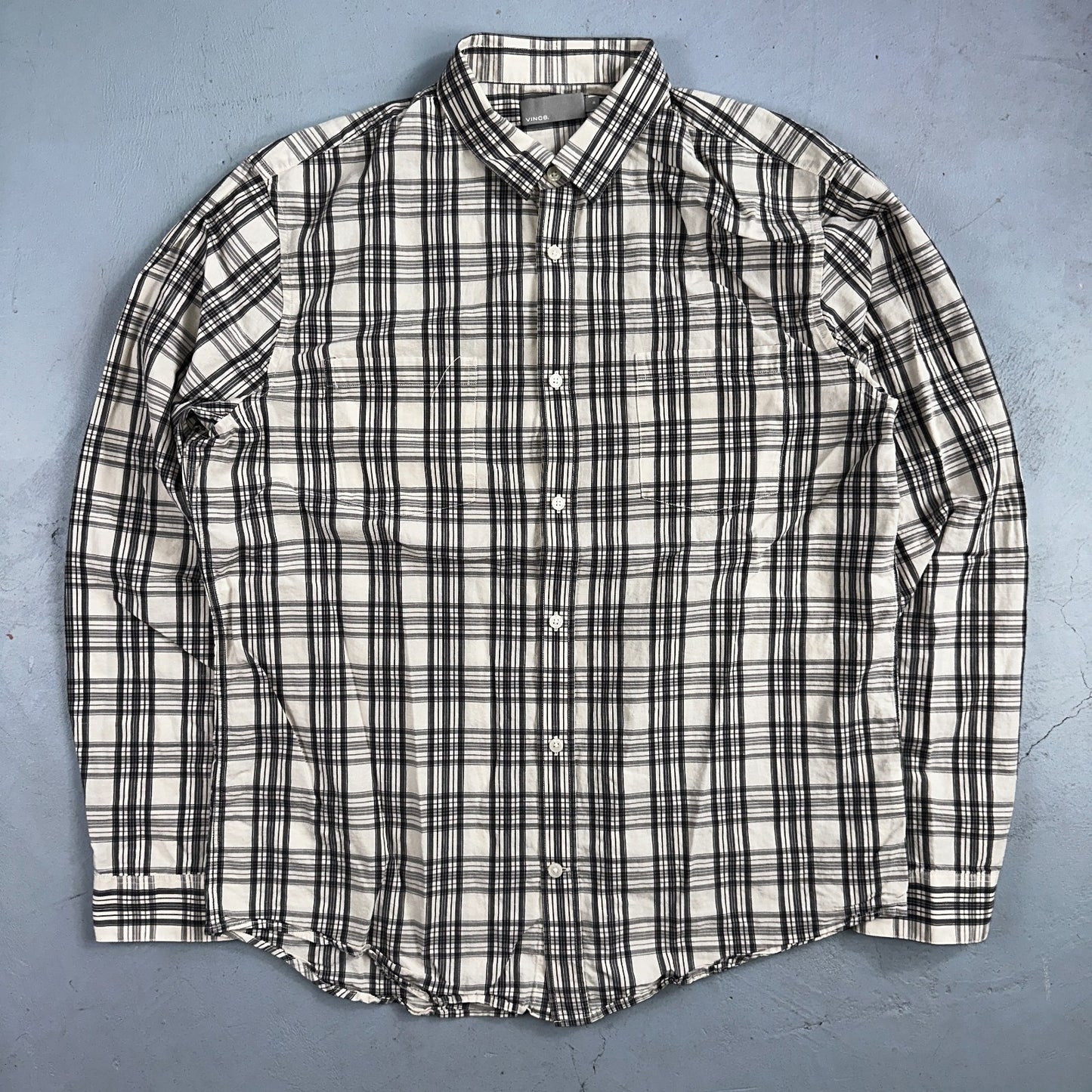 Vince Men’s Sz XL Plaid Sport Shirt Linen Blend Long Sleeve Button Down