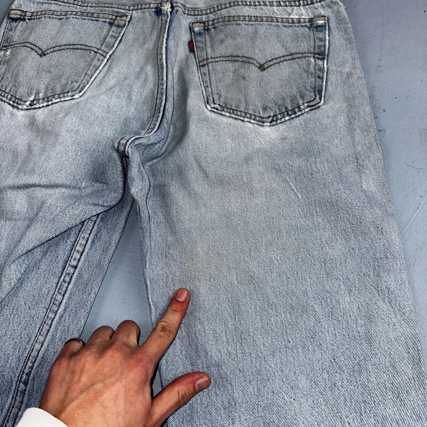 Levis 501 Vintage 90s USA XX Straight Leg Jeans Blue Light Wash 34x36 Act 31x31