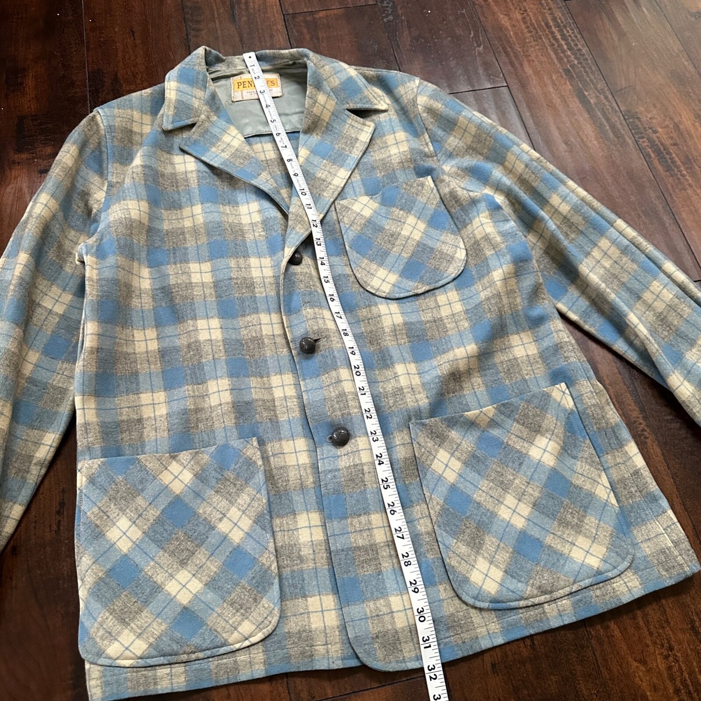 VTG 50s Penney's Chore Coat Shadow Plaid Rockabilly Wool Flannel Shirt 1950s