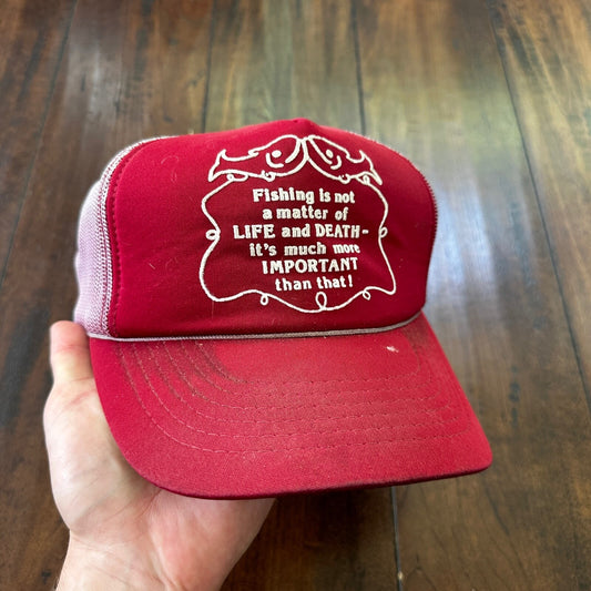 Fishing Funny Can't Live Without Humor Vintage Hat Cap Snapback 80s Hunting Men