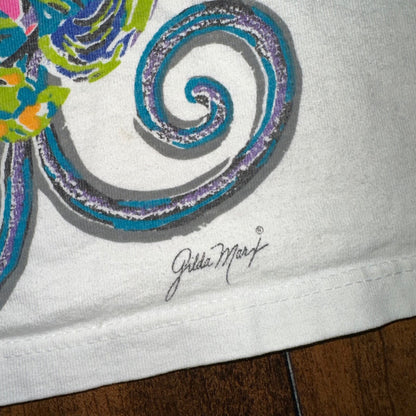 Flowers Big Print Vintage T Shirt 90s Love Butterflies Brick Art Cute Picasso