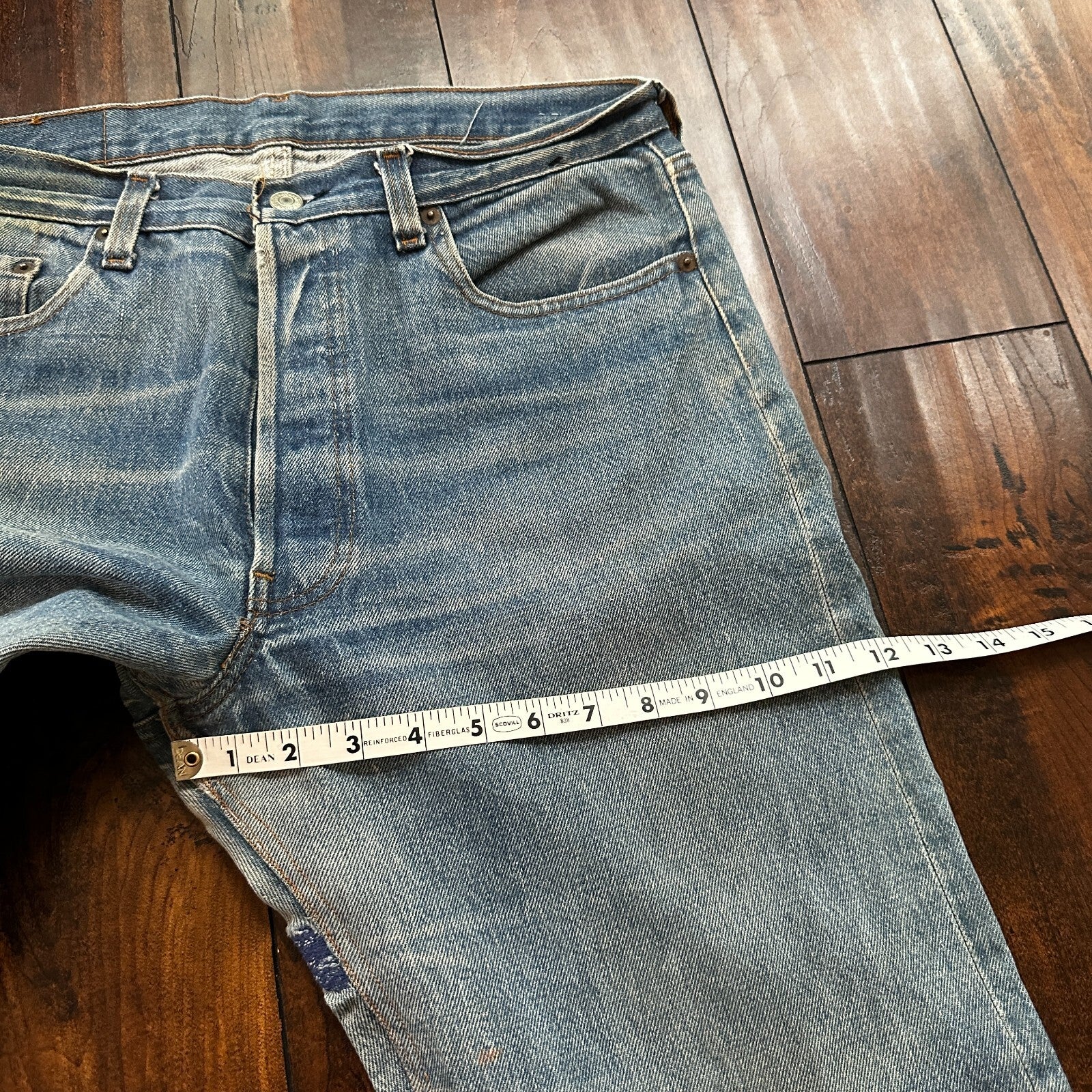 VTG USA Levis 501 Button Fly 80s Tag Jeans 32x27 Straight Leg Thrashed Ripped