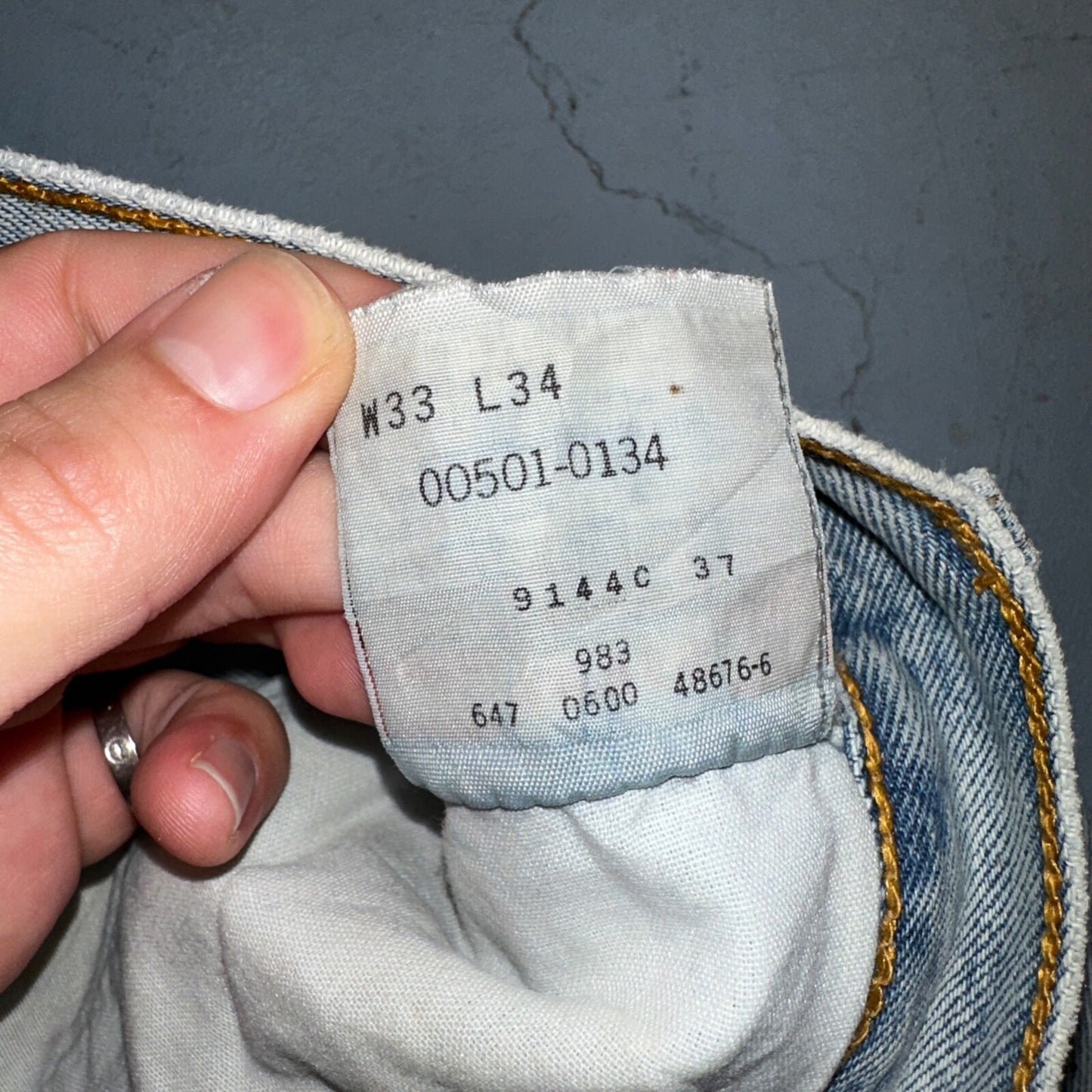 Levis 501 Vintage 90s XX Straight Leg Mexico Jeans 33x34 Light Wash Act 31x27