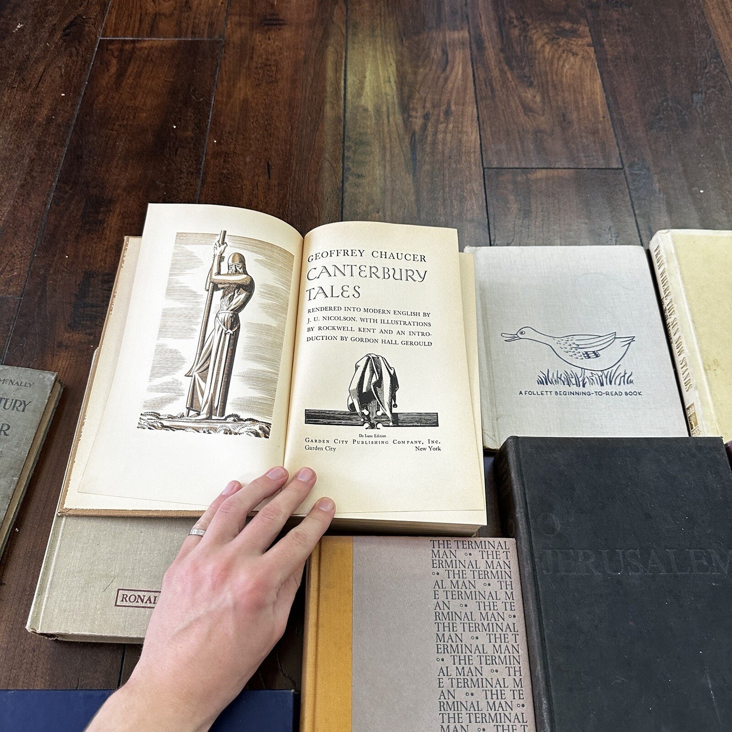 Lot 18 Cool Old Vintage Antique Rare Hardcover Random Books Green Coffee Table