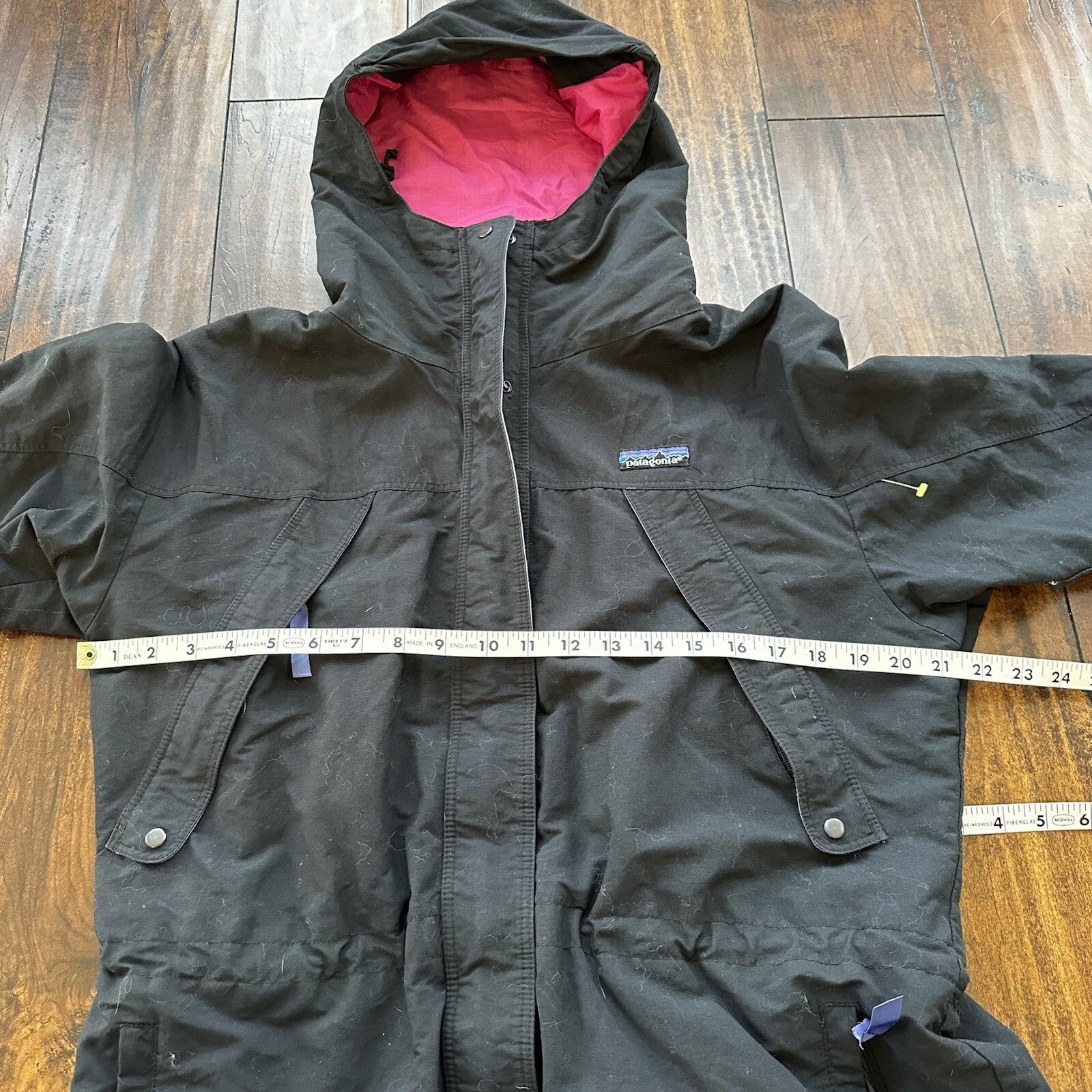 Patagonia Womens Jacket Black Pockets Nylon Logo Zip 8 Vtg Hiking Outdoors