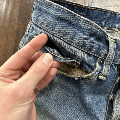 Levis 501 XX Big E True Vintage 60s Redline THRASHED Denim Jeans 1960s 27x26