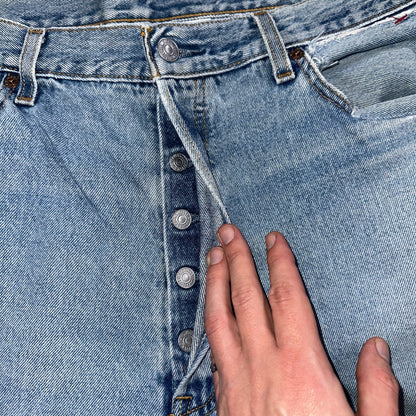 Levis 501 Vintage 90s Mexico Straight Leg Jeans 38x30 Y2K Light Wash Act 37x29